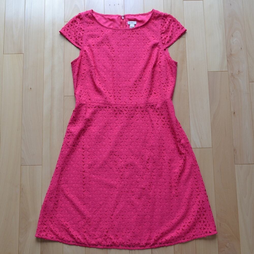 J Crew Pink Midi Dress Fit and Flare Size 10